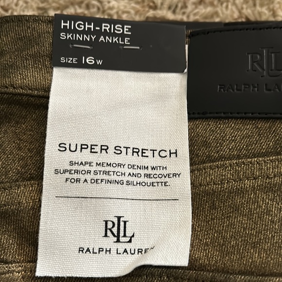 Lauren Ralph Lauren - Women’s Gold High-Rise Skinny Ankle Jeans- Size 16W - Picture 4 of 6